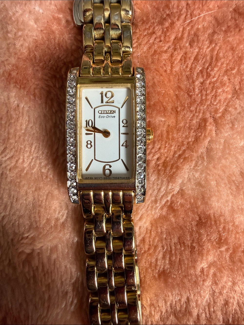 Vintage Citizen Gold-Tone Rectangular Women’s Crystal Bracelet Watch - Picture 7 of 7